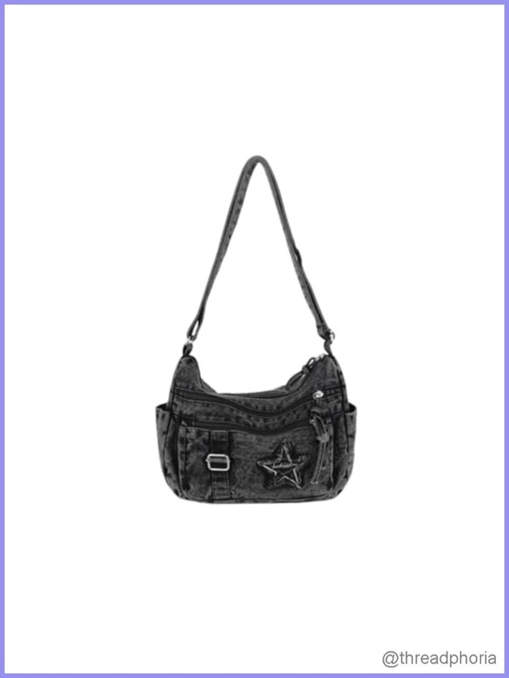 Denim Crossbody Purse with Multiple Pockets - Y2k Preppy Jean Shoulder Bag